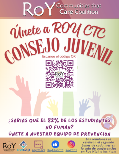 Join RoyCTC Youth Council Advertisement Spanish Join the royctc youth council announcement in spanish.